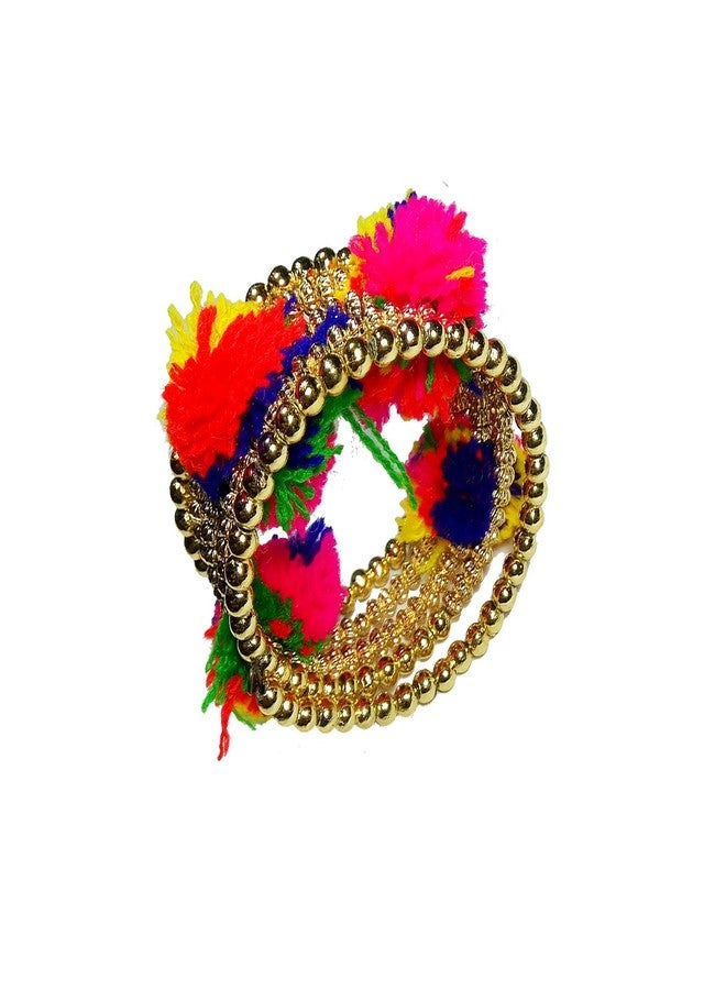 Salvus App SOLUTIONS Beautifully Handmade Fashionable Pom Pom Bracelets Set of 2 - Free Size - Image 1
