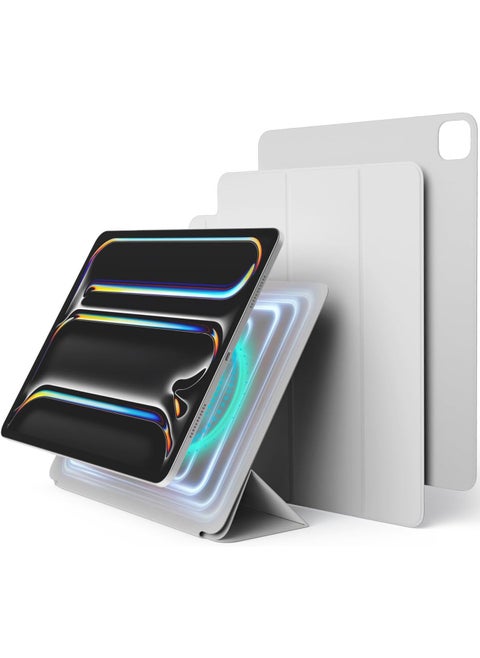 Magnetic Folio for iPad Pro 13 inch case (2024) M4 cover - Light Grey with Auto Sleep and Wake Function