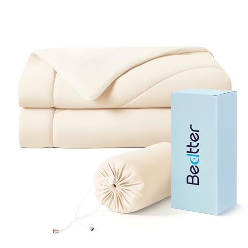 Bedtter Cooling Blanket for Hot Sleepers, Lightweight Breathable Summer Throw with Dual-Sided Cooling, Soft Travel Blanket with Carry Bag, Ideal for Night Sweats, Couch & Sofa, Beige, 50"x60" - Image 1