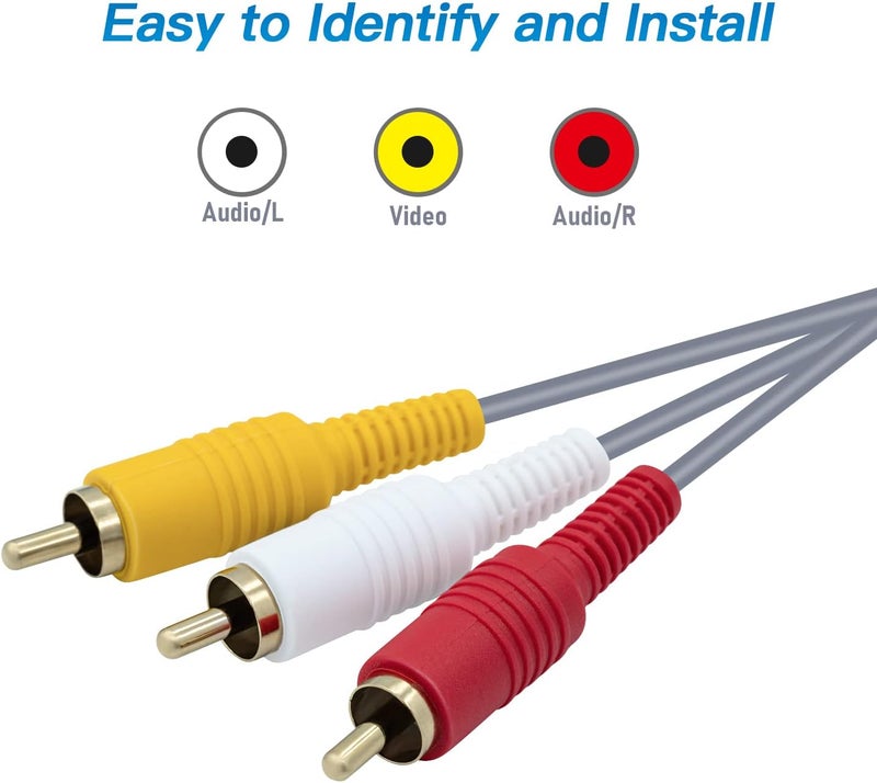 Mcbazel كابل AV لوحدة Wii، واجهة RCA مطلية بالذهب 3، 6FT/1.8M، متوافق مع Wii وWii U وأنظمة التلفاز - Image 3