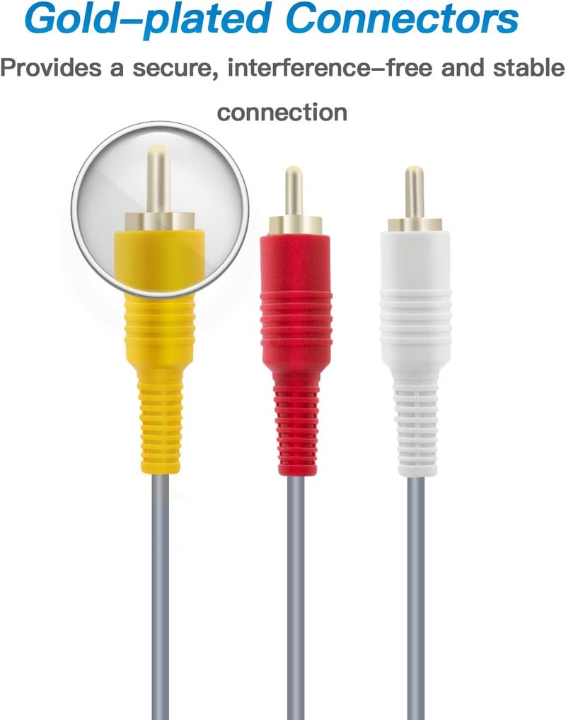 Mcbazel كابل AV لوحدة Wii، واجهة RCA مطلية بالذهب 3، 6FT/1.8M، متوافق مع Wii وWii U وأنظمة التلفاز - Image 4