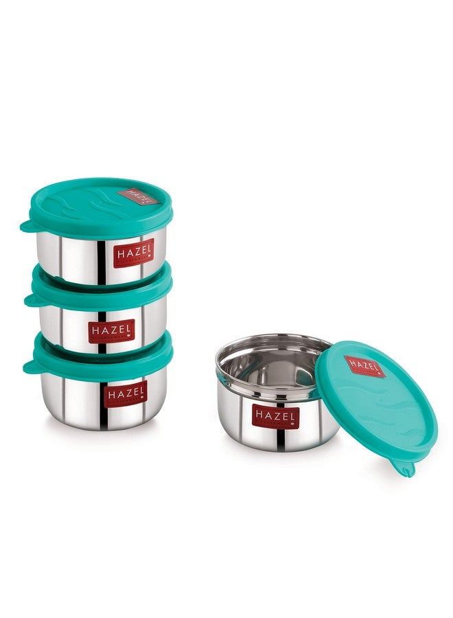 HAZEL Stainless Steel Kitchen Containers | 250 Ml Each Storage Box For Kitchen & Tiffin Boxes | Air Tight Containers For Storage With Leak Proof Lid, Set Of 4, Silver - Image 1