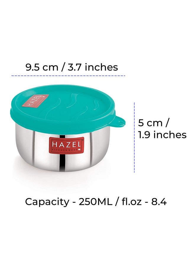 HAZEL Stainless Steel Kitchen Containers | 250 Ml Each Storage Box For Kitchen & Tiffin Boxes | Air Tight Containers For Storage With Leak Proof Lid, Set Of 4, Silver - Image 4