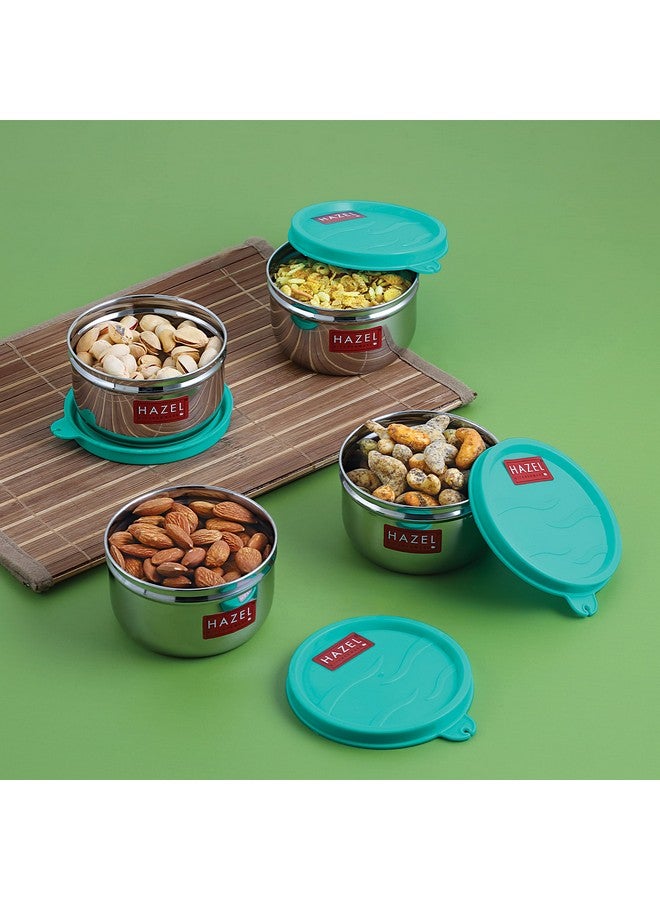 HAZEL Stainless Steel Kitchen Containers | 250 Ml Each Storage Box For Kitchen & Tiffin Boxes | Air Tight Containers For Storage With Leak Proof Lid, Set Of 4, Silver - Image 2