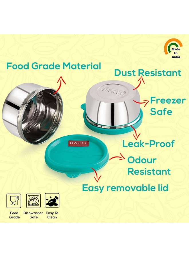 HAZEL Stainless Steel Kitchen Containers | 250 Ml Each Storage Box For Kitchen & Tiffin Boxes | Air Tight Containers For Storage With Leak Proof Lid, Set Of 4, Silver - Image 3