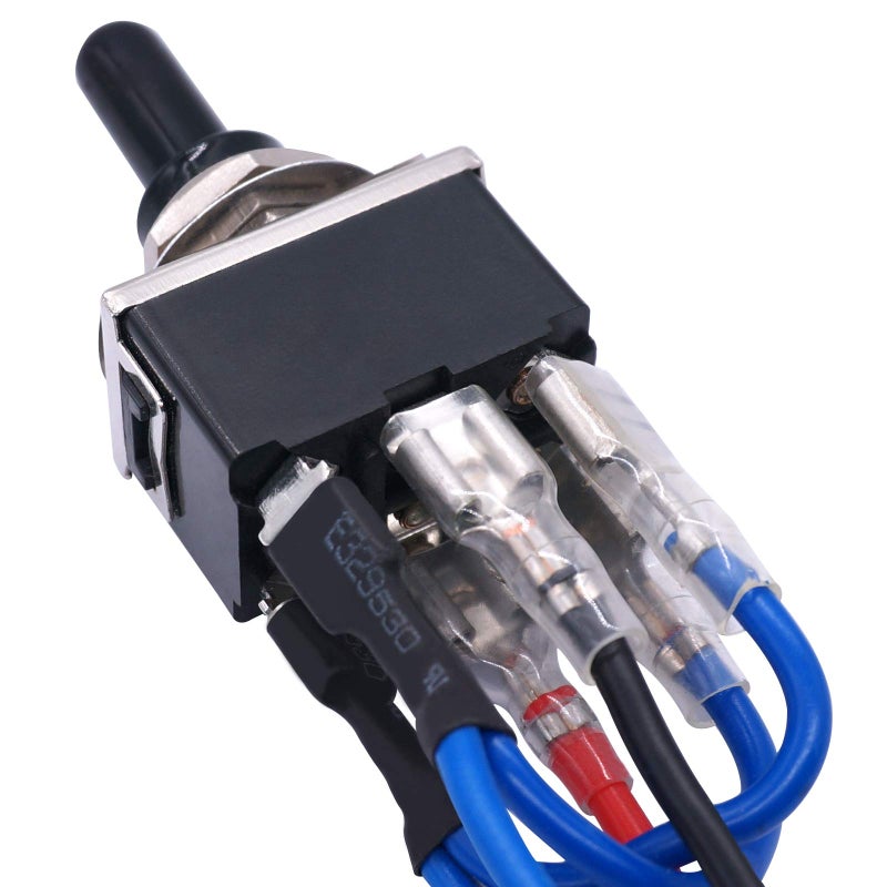 TWTADE TWTADE Waterproof Latching Reverse Polarity Switch 12V 10 Amps DC Motor Control 6 Pin 3 Position ON/Off/ON Metal DPDT Toggle Switch with Waterproof Boot Cap and 21mm Terminal Wires E-TEN-1322-DMX  - Image 2
