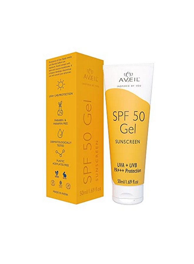 AVEIL Spf 50 Gel Sunscreen ; Nongreasy Nonabsorbent ; Protects From Uv & Infrared Rays ; Rejuvenates & Repairs Skin ; Dermatologically Tested For All Skin Types ; 50 Ml - Image 3