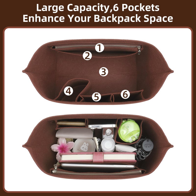Doxo Purse Organizer Insert for Longchamp Le Pliage L Handbag Insert(L,Brown) - Image 5