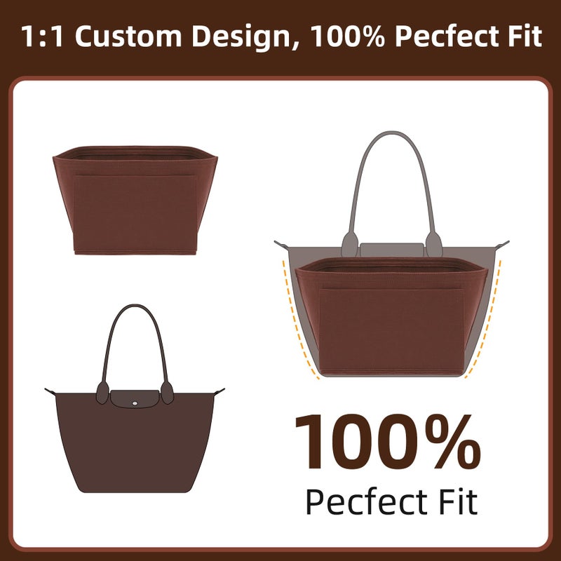 Doxo Purse Organizer Insert for Longchamp Le Pliage L Handbag Insert(L,Brown) - Image 4
