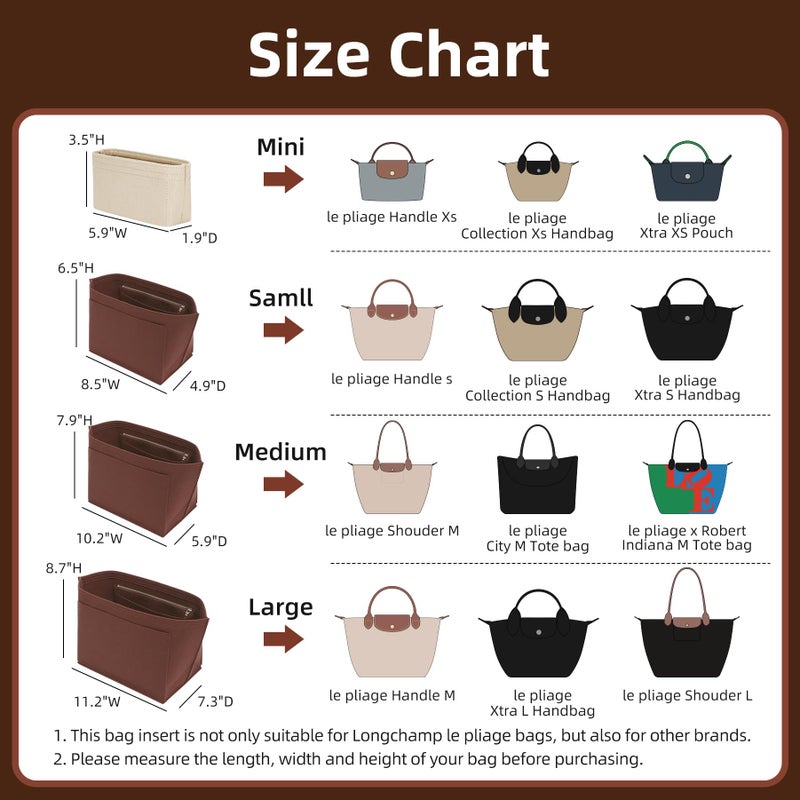 Doxo Purse Organizer Insert for Longchamp Le Pliage L Handbag Insert(L,Brown) - Image 2