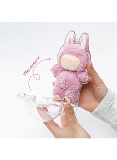 Arabest Protective Case for LABUBU, Clear Display Case with Keychain, (Doll Excluded, 1PCS Style A Standing)  - Image 3