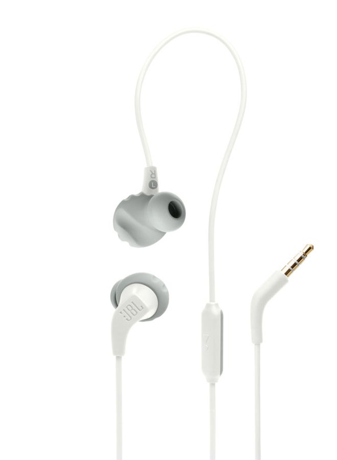 Endurance Run 2 Waterproof Wired Sports In-Ear Headphones, Fliphook Design, Flexsoft Technology, Ipx5 Sweatproof, Hands-Free Calls, Magnetic Buds White