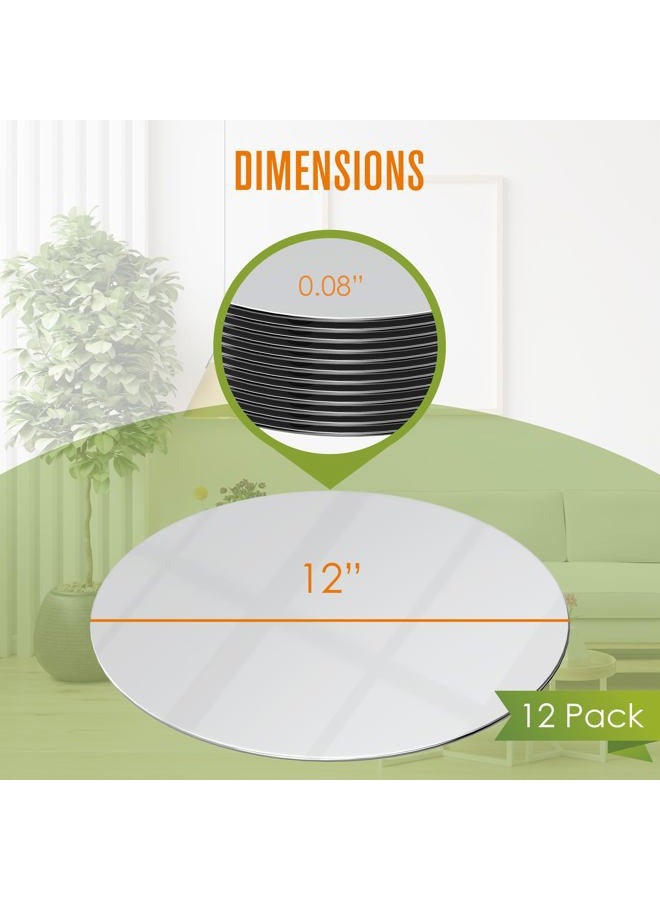 Houseables Mirror Centerpieces For Tables, Round Mirrors For Centerpieces, Round Mirror Tray, Table Mirrors For Centerpieces, Mirror Plates For Centerpieces, Mirror Charger Plates, Mirror Candle Plate, 12”, 12PK - Image 2