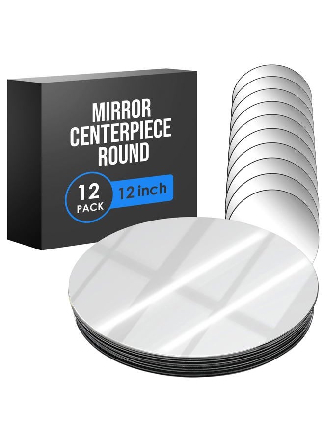 Houseables Mirror Centerpieces For Tables, Round Mirrors For Centerpieces, Round Mirror Tray, Table Mirrors For Centerpieces, Mirror Plates For Centerpieces, Mirror Charger Plates, Mirror Candle Plate, 12”, 12PK - Image 1
