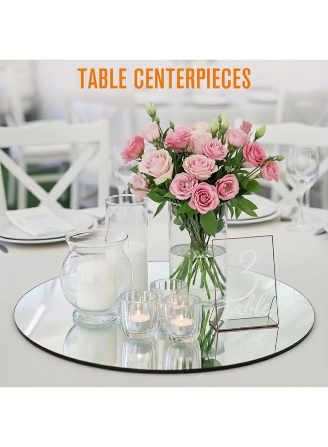 Houseables Mirror Centerpieces For Tables, Round Mirrors For Centerpieces, Round Mirror Tray, Table Mirrors For Centerpieces, Mirror Plates For Centerpieces, Mirror Charger Plates, Mirror Candle Plate, 12”, 12PK - Image 4