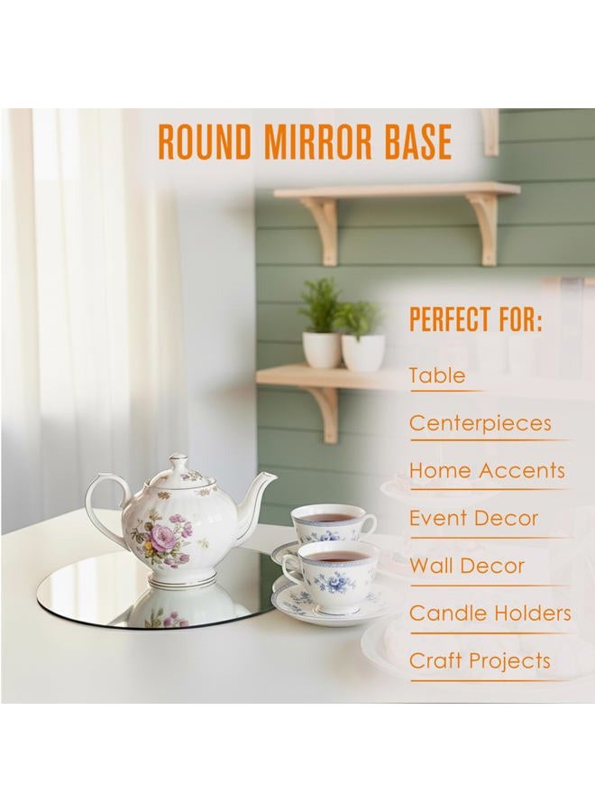 Houseables Mirror Centerpieces For Tables, Round Mirrors For Centerpieces, Round Mirror Tray, Table Mirrors For Centerpieces, Mirror Plates For Centerpieces, Mirror Charger Plates, Mirror Candle Plate, 12”, 12PK - Image 5