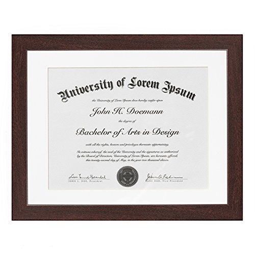 Americanflat 11x14 Diploma Frame with Shatter-Resistant Glass - Use as 8.5x11 Frame with Mat or Display 11x14 Documents Without Mat - Legacy Collection - Certificate Frames for Wall - Mahogany - Image 1