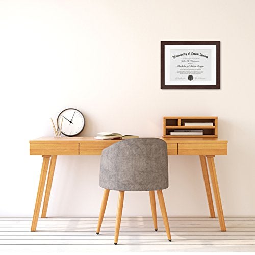Americanflat 11x14 Diploma Frame with Shatter-Resistant Glass - Use as 8.5x11 Frame with Mat or Display 11x14 Documents Without Mat - Legacy Collection - Certificate Frames for Wall - Mahogany - Image 4