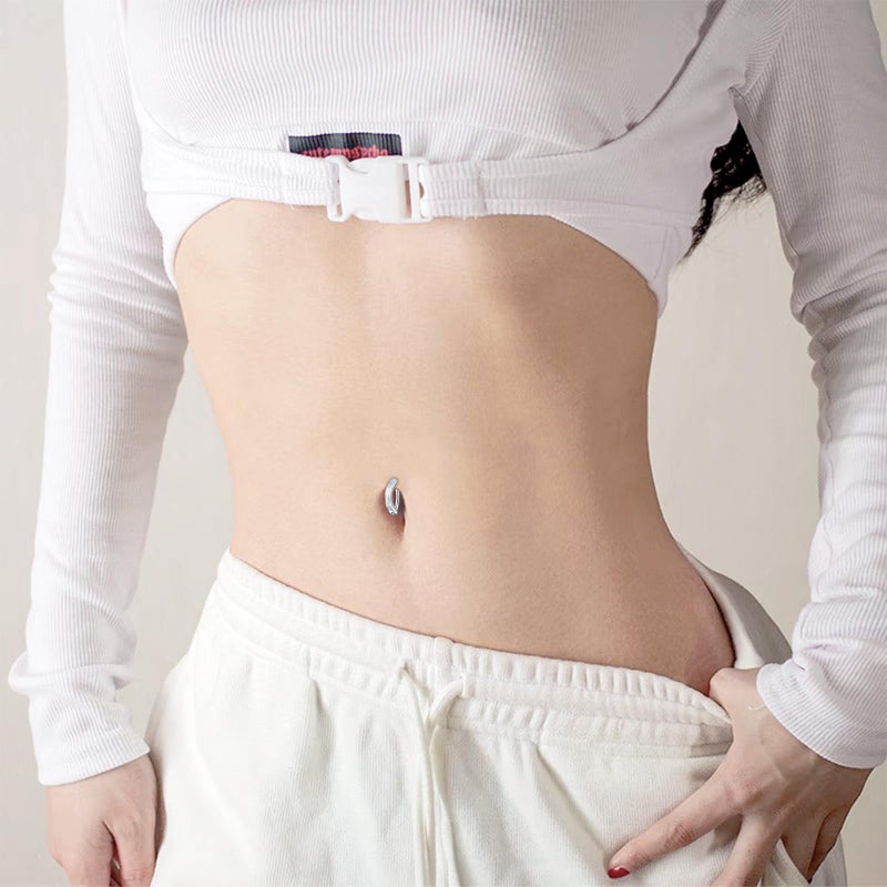 JFORYOU 14G Clicker Belly Button Rings for Women Surgical Stainless Steel Belly Ring CZ Opal Heart Reverse Curved Navel Rings Gold Belly Piercing Jewelry Silver Rose Gold, Silver Color - Image 4