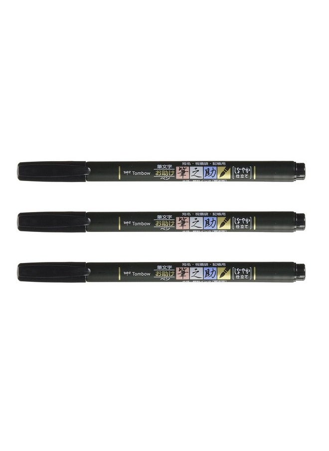 Tombow - Fudenosuke Brush Pen For Lettering Calligraphy, Black, Soft Tip (Gcd-112) - Pack Of 3 - Image 1