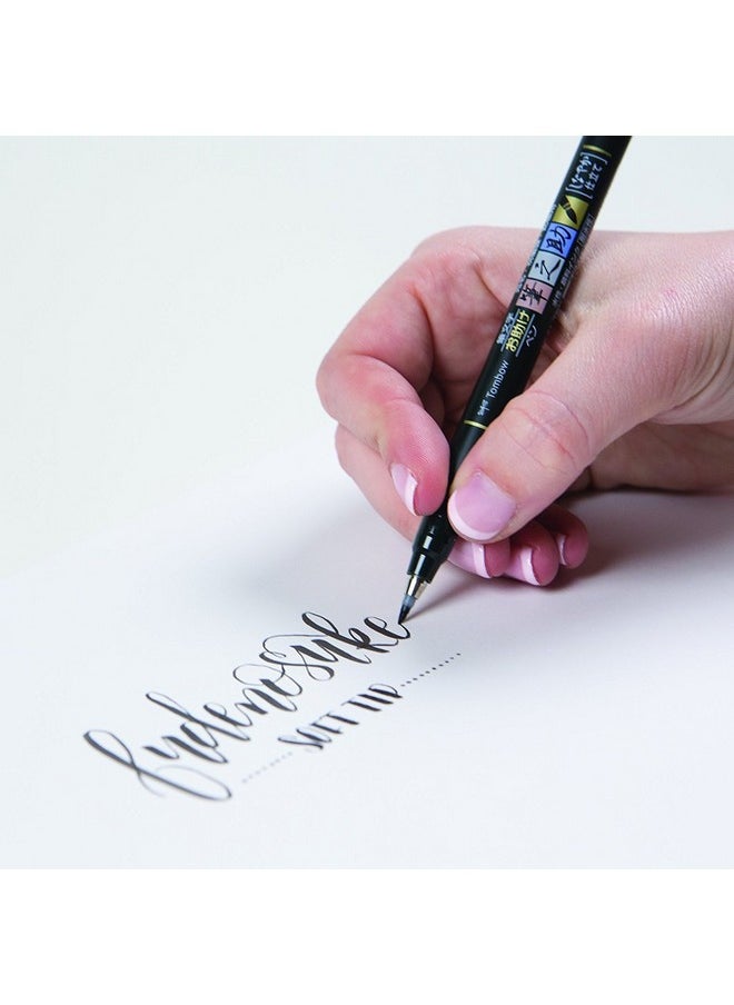 Tombow - Fudenosuke Brush Pen For Lettering Calligraphy, Black, Soft Tip (Gcd-112) - Pack Of 3 - Image 1
