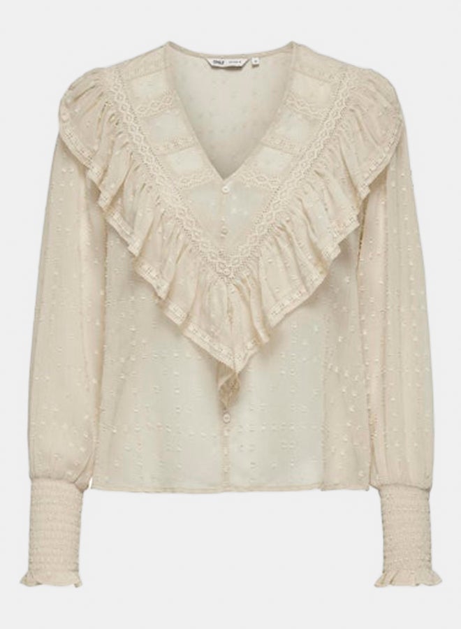ONLY ONLY Womens Eleanor Life Longsleeve Dobby Top  - Image 3