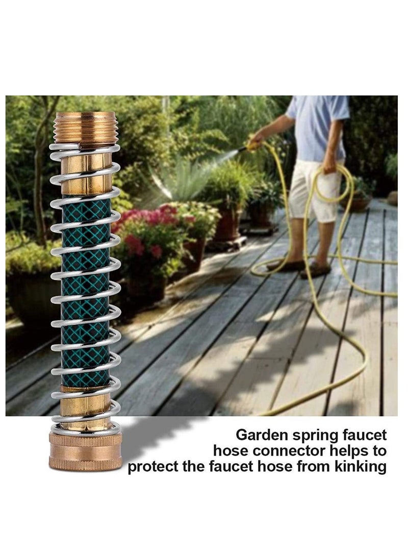 SYOSI - Hoses Coupling Adapter, Flexible Hose Protector with Spring Garden Hose Extension Adapter 3/4, GHT Solid Hose Kink Protector with Coil Spring, Garden Hose Coiled Spring Protector 2Pcs with 4 Washer - Image 1