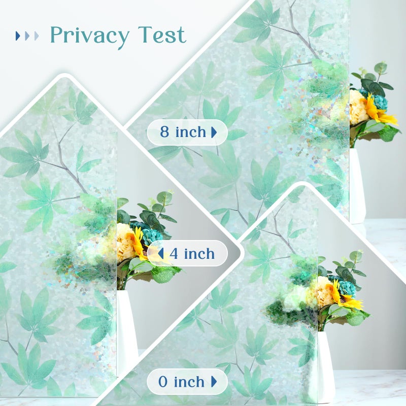 Haton Window Privacy Film, Rainbow Decorative Film, Stained Glass Window Clings, Static Cling UV Blocking Heat Control Tint Sticker for Home Door, Leaf Rainbow, 17.5" x 78.7" Non-Adhesive - Image 5