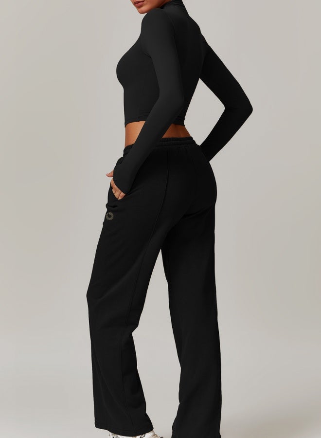 KAWN.YOGA Womens Mid Waist Oversized Wide Leg Joggers  - Image 3
