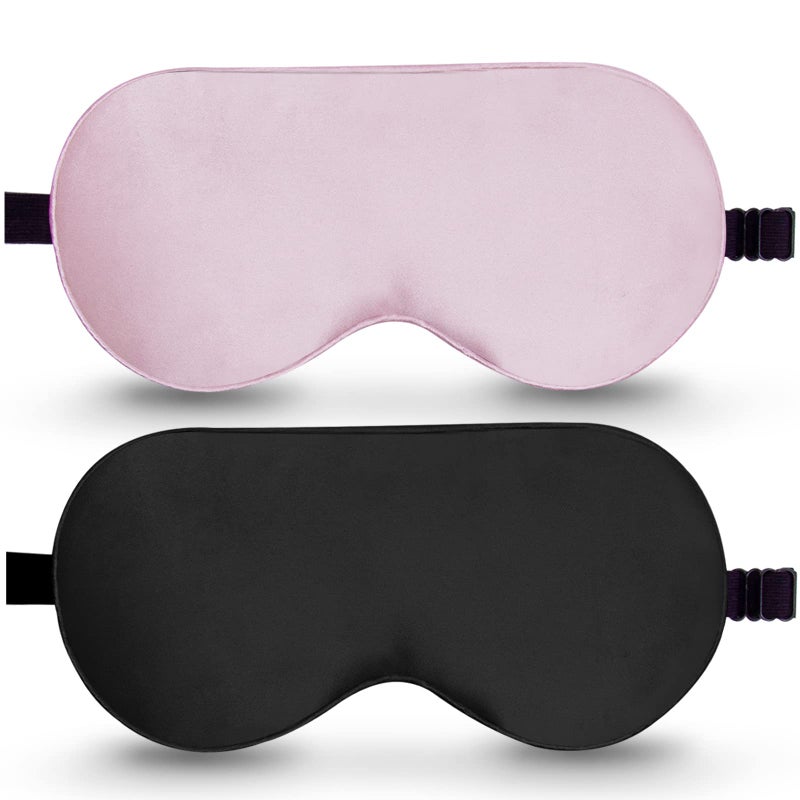 BeeVines Sleep Mask, 2 Pack 100% Real Natural Pure Silk Eye Masks with Adjustable Strap for Sleeping, Mulberry Silk Eye Sleep Shade Cover, Blocks Light Reduces Puffy Eyes Traveling Gifts - Image 1