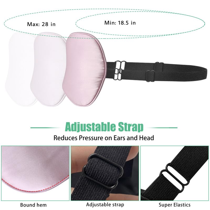 BeeVines Sleep Mask, 2 Pack 100% Real Natural Pure Silk Eye Masks with Adjustable Strap for Sleeping, Mulberry Silk Eye Sleep Shade Cover, Blocks Light Reduces Puffy Eyes Traveling Gifts - Image 5