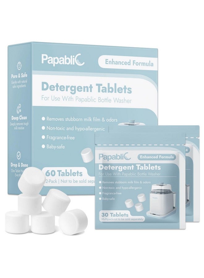 Papablic 60Pcs Official Detergent Soap Tablets for Baby Brezza, GROWNSY, Momcozy Bottle Washer Pro & Portable Bottle Warmer, Compact Travel-Friendly Packs Washing Block - Image 1