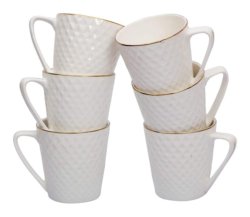 SkyKey BP Bone China Coffee Mug Set of 6 – White 140 ml Each | Elegant and Durable | Ideal for Home Office Cafes | Dishwasher Safe | Hot or Cold Beverage Tea Cups - Image 5