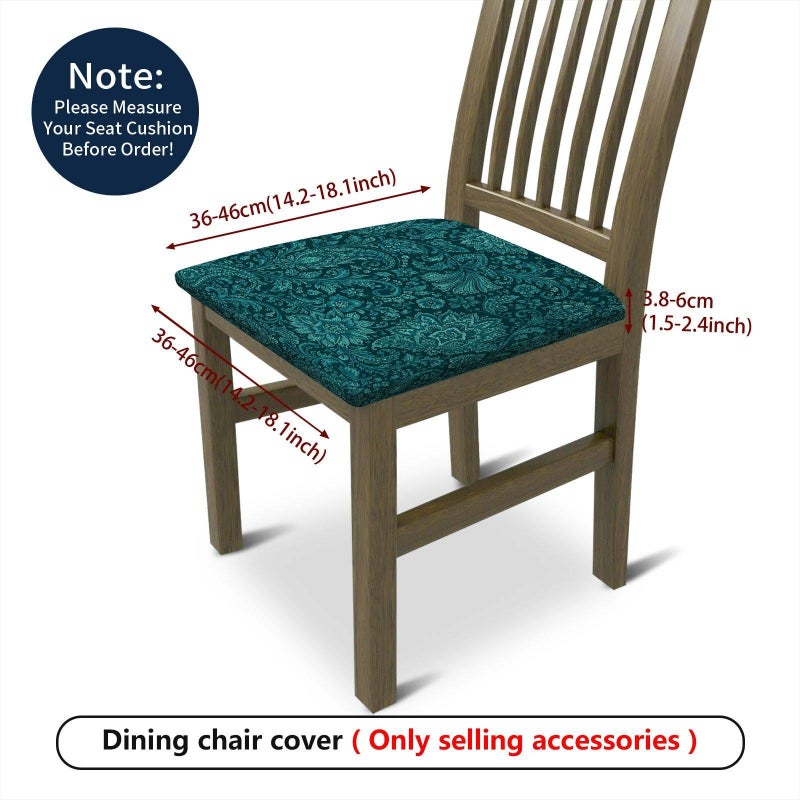 4 Pcs 22.44 Inch Polyester Floral Paisley Teal Print Detachable Washable Chair Seat Covers For Restaurant Living Room Home Decoration - Image 3