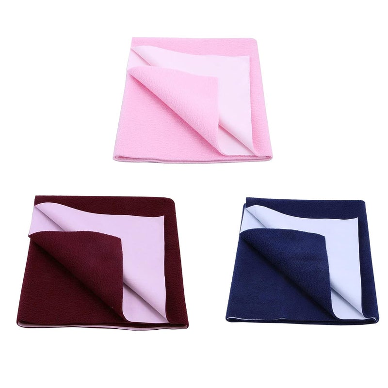 CHICERY Baby drysheet Absorbent Mattress Protectors for New Born Children Baby Bed Protector Waterproof Baby Sheet Pink BlueMaroonMedium 100cm x 70cm Pack of 3 - Image 1