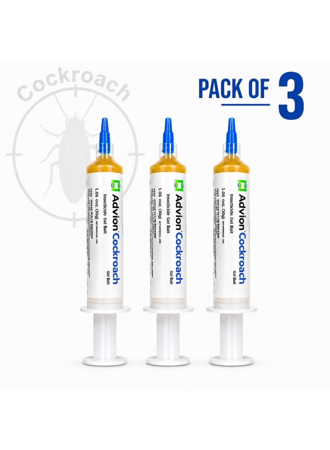 Cockroach Advion Cockroach Gel Bait 30g (Pack of 3) Powerful Roach Killer, Fast Acting Insecticide Gel for Kitchen, Bathroom & Home, Long Lasting Pest Control Solution - Image 1