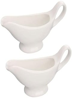 AKDC  2Pcs Ceramic Gravy Boat Sauce Boat With Handle Gravy Server Pourer For Salad Condiment Milk Coffee Creamer