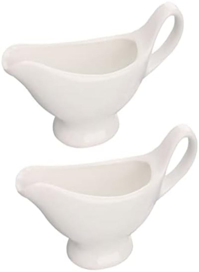 AKDC AKDC  2Pcs Ceramic Gravy Boat Sauce Boat With Handle Gravy Server Pourer For Salad Condiment Milk Coffee Creamer  - Image 1