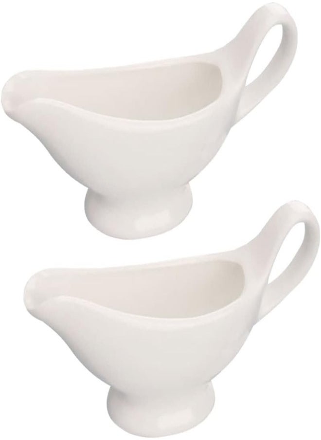 AKDC AKDC  2Pcs Ceramic Gravy Boat Sauce Boat With Handle Gravy Server Pourer For Salad Condiment Milk Coffee Creamer  - Image 5