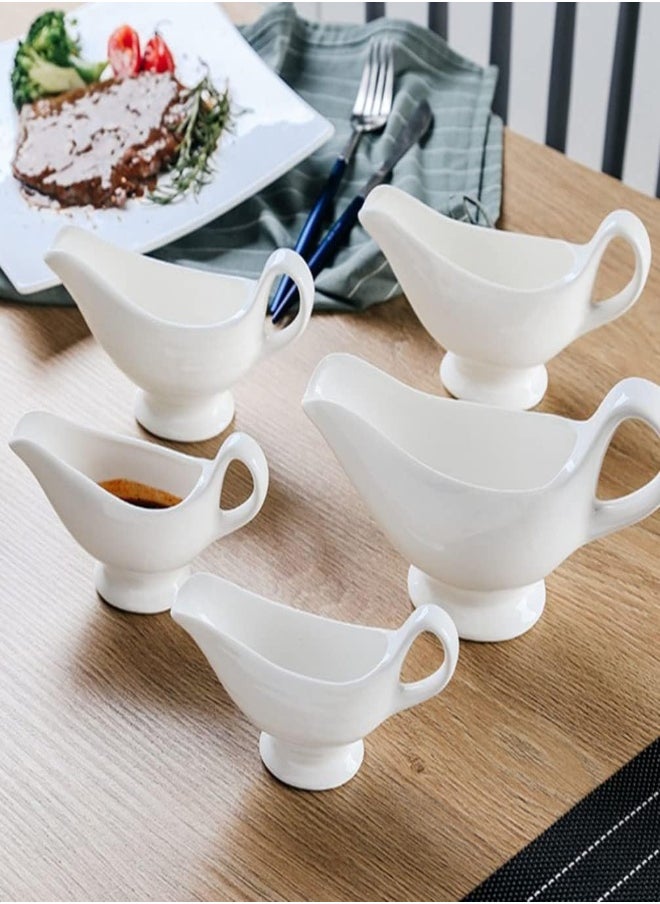 AKDC AKDC  2Pcs Ceramic Gravy Boat Sauce Boat With Handle Gravy Server Pourer For Salad Condiment Milk Coffee Creamer  - Image 2