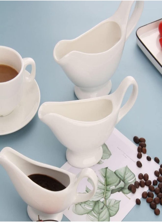 AKDC AKDC  2Pcs Ceramic Gravy Boat Sauce Boat With Handle Gravy Server Pourer For Salad Condiment Milk Coffee Creamer  - Image 4