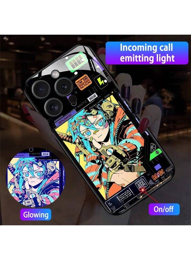 X-level With LED iPhone 15 Pro Case,Colorful Glowing Tempered Glass Back Cover Bumper Shockproof,for Cool Women and Trendy Men,Protective Lens protector Voice Call Flash Wireless Charging Accessory - Image 5