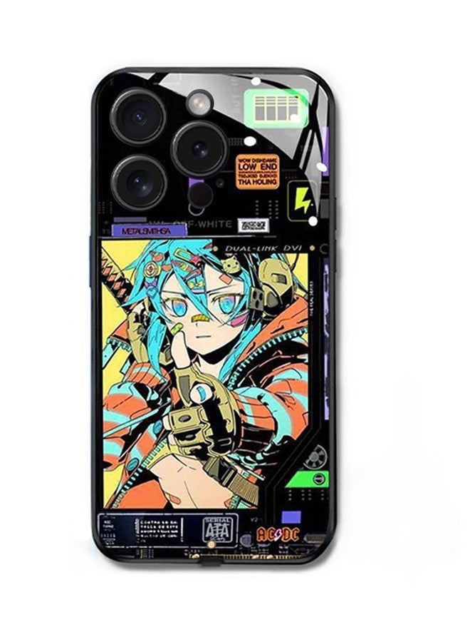 X-level With LED iPhone 15 Pro Case,Colorful Glowing Tempered Glass Back Cover Bumper Shockproof,for Cool Women and Trendy Men,Protective Lens protector Voice Call Flash Wireless Charging Accessory - Image 1