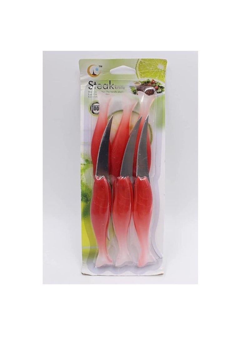 Spaceshoop Stainless Steel Knives with Plastic Handle Multicolor Set of 6 