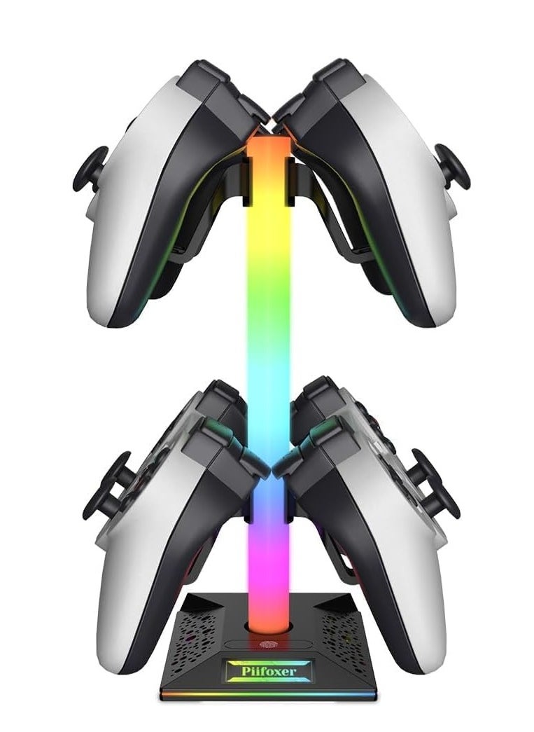 DMG TECH - RGB Gaming Controller Holder, Headphone Stand With 2 USB Charging and 1 Type-C, Controller Stand with 10 Light Mode and Memory Feature, Universal Headset Stand Accessories for Desk Gamers - Image 1