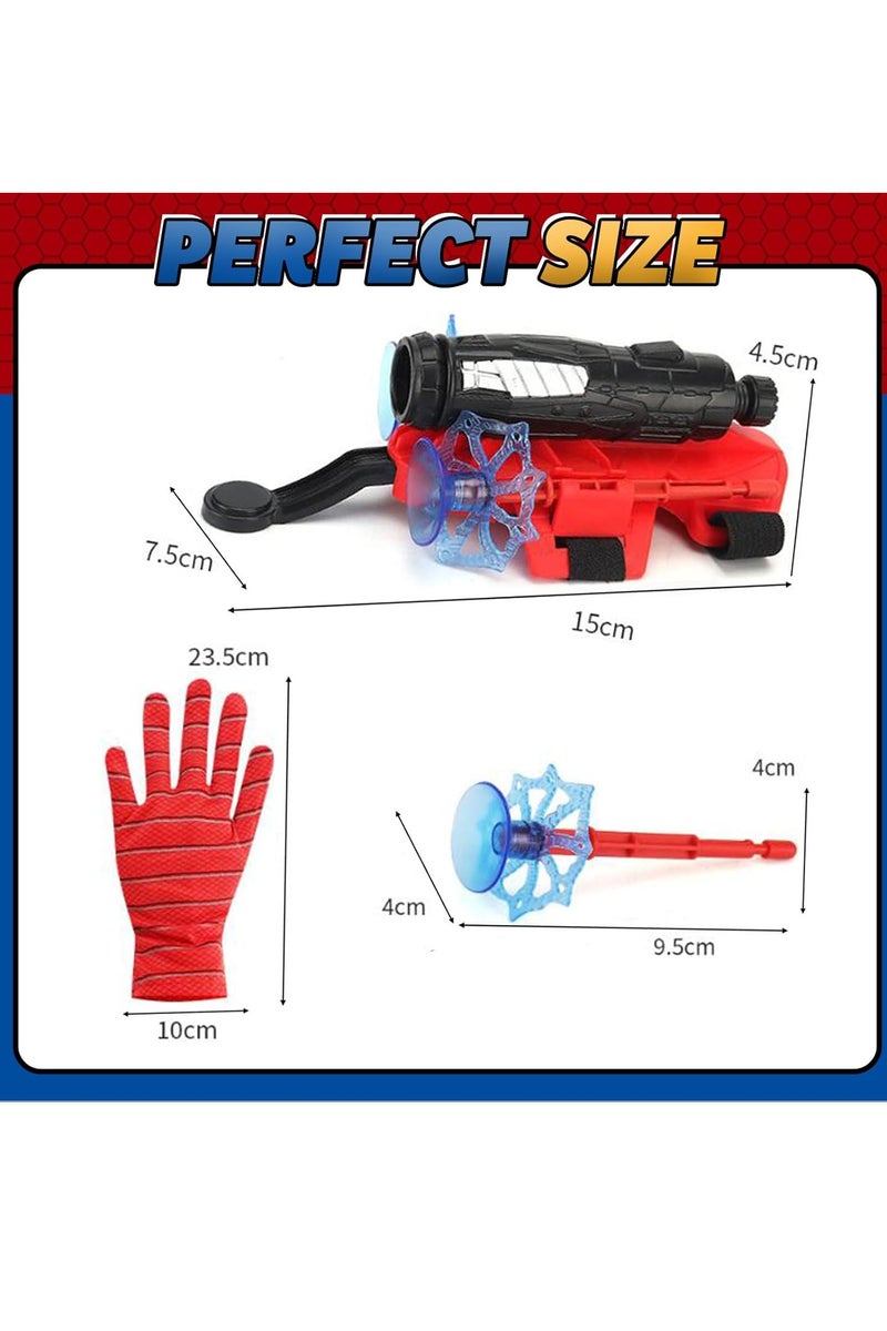 3 مجموعات من ألعاب إطلاق شبكة العنكبوت مع قفازات البطل وألواح إعادة الضبط التلقائي وعباءة العنكبوت وقناع زي تنكري للأطفال لحفلات أعياد الميلاد للأولاد والبنات - Image 3