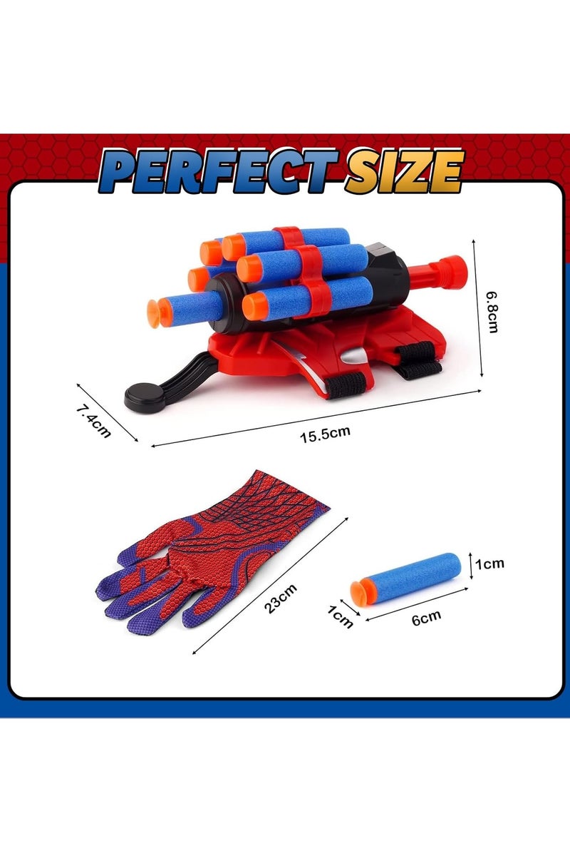 3 مجموعات من ألعاب إطلاق شبكة العنكبوت مع قفازات البطل وألواح إعادة الضبط التلقائي وعباءة العنكبوت وقناع زي تنكري للأطفال لحفلات أعياد الميلاد للأولاد والبنات - Image 2