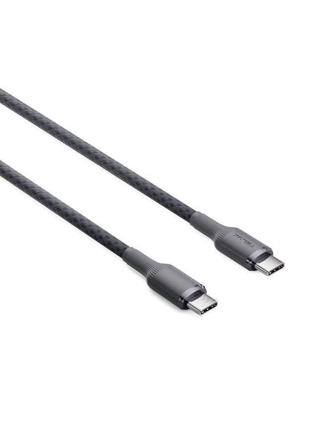 TELUX SWIFTX USB-C to USB-C Charging Cable 1m, 60W PD Fast Charging, Wear-Resistant Nylon Braid, Broad Compatibility, 10000+ Bend Lifespan, 480Mbps Data Transfer, Grey - Image 2