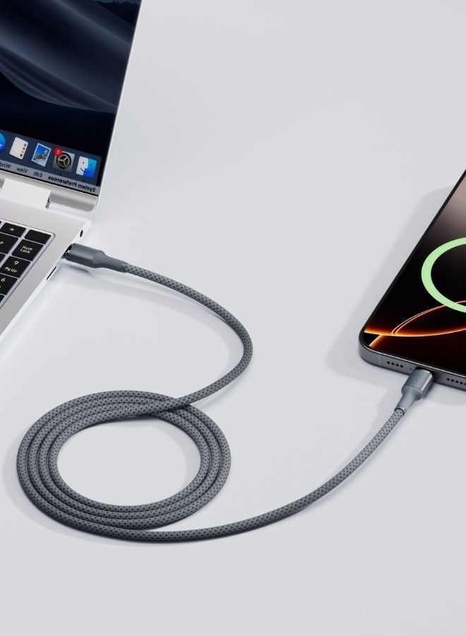 TELUX SWIFTX USB-C to USB-C Charging Cable 1m, 60W PD Fast Charging, Wear-Resistant Nylon Braid, Broad Compatibility, 10000+ Bend Lifespan, 480Mbps Data Transfer, Grey - Image 4