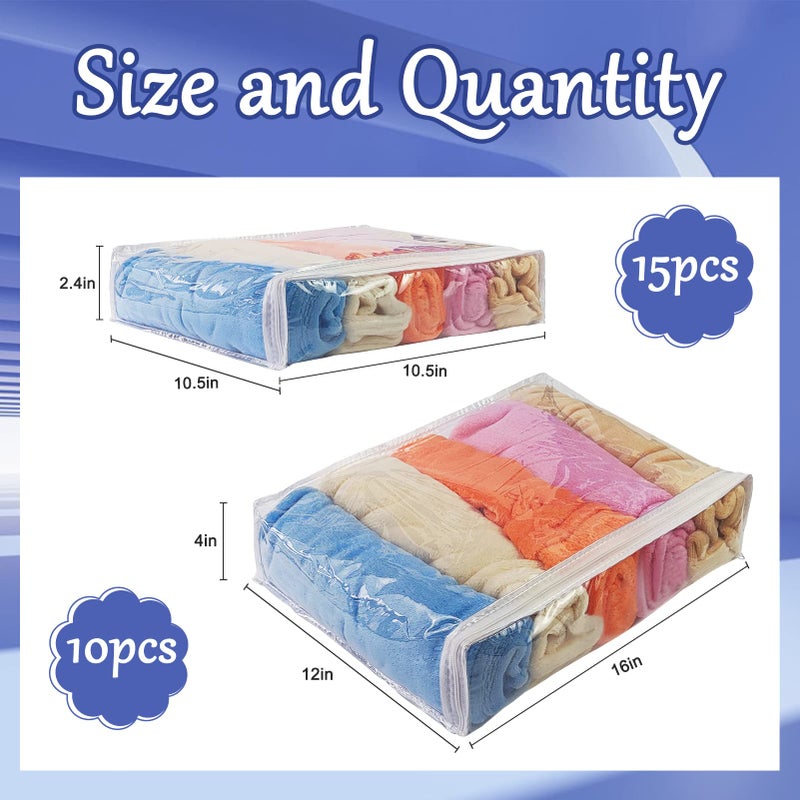 Hlimior 25Pcs Clear Vinyl Zippered Storage Bags - Blanket & Bed Sheet Organizer for Closet Linen & Sweater - Image 2